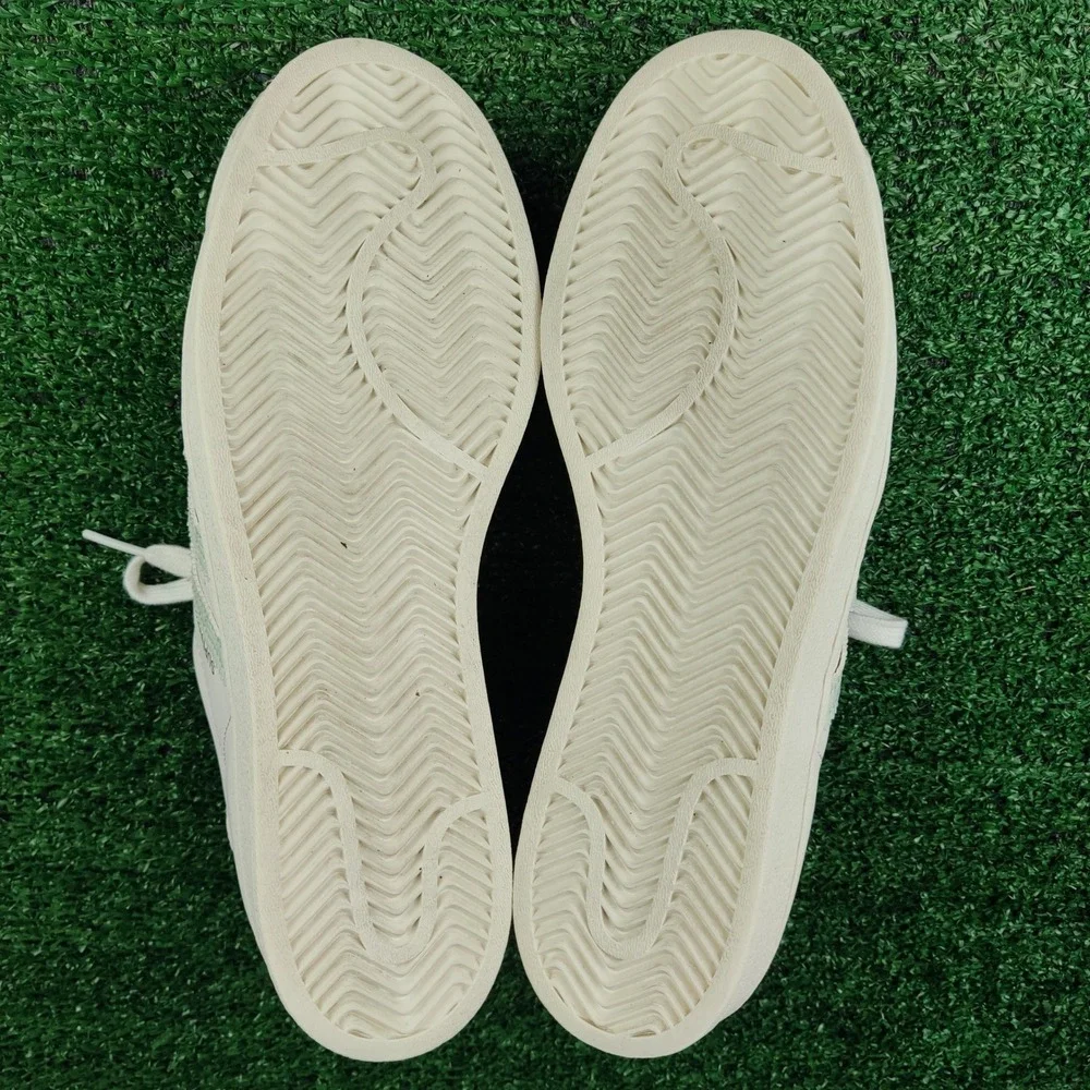 Adidas Sneakers Womens 9.5 White‎ Superstar HQ6963 Mint Green Gold Lace Jewels